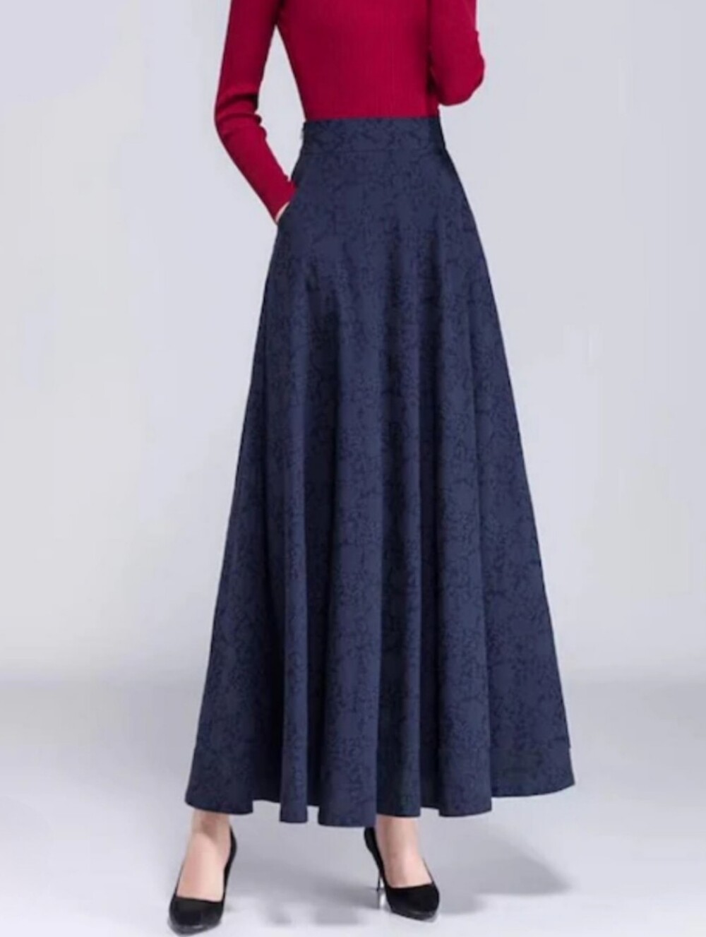 Vintage Alexon Blue Brocade Cotton Blend Maxi. XS
